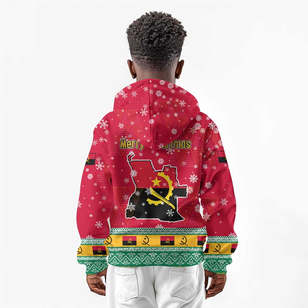 Angola Christmas Kid Hoodie Santa Gifts and National Flag Map Motif - African Pride