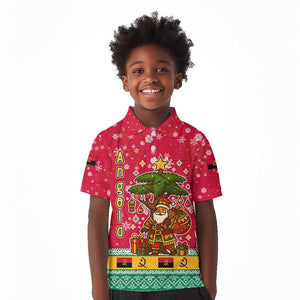 Angola Christmas Kid Polo Shirt Santa Gifts and National Flag Map Motif - African Pride