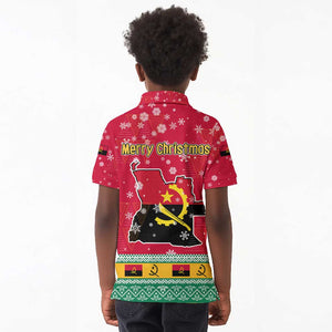 Angola Christmas Kid Polo Shirt Santa Gifts and National Flag Map Motif - African Pride