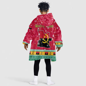 Angola Christmas Kid Wearable Blanket Hoodie Santa Gifts and National Flag Map Motif - African Pride