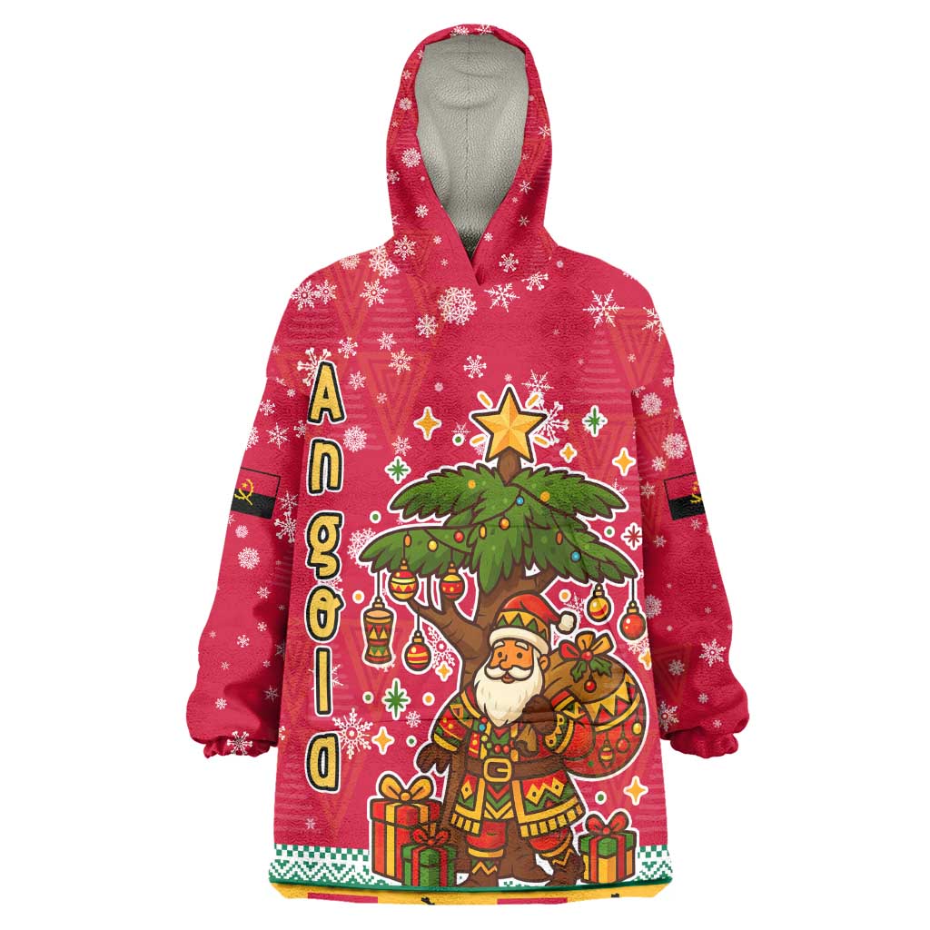 Angola Christmas Kid Wearable Blanket Hoodie Santa Gifts and National Flag Map Motif - African Pride