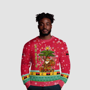 Angola Christmas Ugly Christmas Sweater Santa Gifts and National Flag Map Motif - African Pride