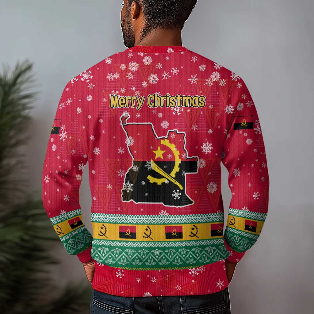 Angola Christmas Ugly Christmas Sweater Santa Gifts and National Flag Map Motif - African Pride