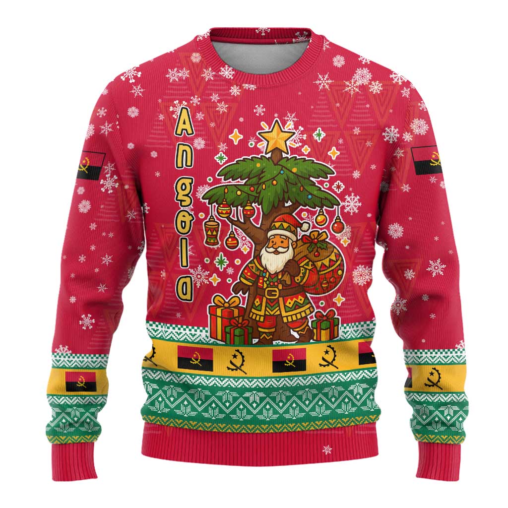 Angola Christmas Ugly Christmas Sweater Santa Gifts and National Flag Map Motif - African Pride