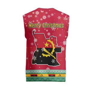 Angola Christmas Knitted V-Neck Vest Santa Gifts and National Flag Map Motif - African Pride
