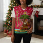 Angola Christmas Knitted V-Neck Vest Santa Gifts and National Flag Map Motif - African Pride