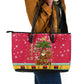 Angola Christmas Leather Tote Bag Santa Gifts and National Flag Map Motif - African Pride