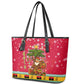 Angola Christmas Leather Tote Bag Santa Gifts and National Flag Map Motif - African Pride
