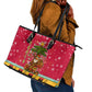 Angola Christmas Leather Tote Bag Santa Gifts and National Flag Map Motif - African Pride