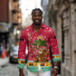 Angola Christmas Long Sleeve Button Shirt Santa Gifts and National Flag Map Motif - African Pride