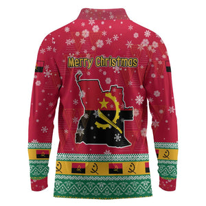 Angola Christmas Long Sleeve Polo Shirt Santa Gifts and National Flag Map Motif - African Pride