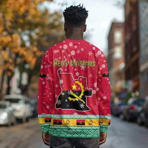 Angola Christmas Long Sleeve Shirt Santa Gifts and National Flag Map Motif - African Pride