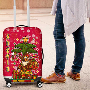 Angola Christmas Luggage Cover Santa Gifts and National Flag Map Motif - African Pride