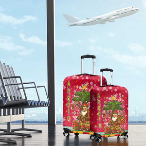 Angola Christmas Luggage Cover Santa Gifts and National Flag Map Motif - African Pride