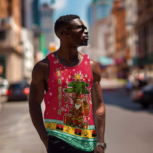 Angola Christmas Men Tank Top Santa Gifts and National Flag Map Motif - African Pride