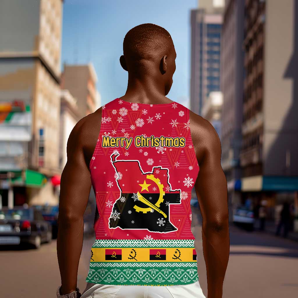 Angola Christmas Men Tank Top Santa Gifts and National Flag Map Motif - African Pride