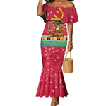 Angola Christmas Mermaid Dress Santa Gifts and National Flag Map Motif - African Pride