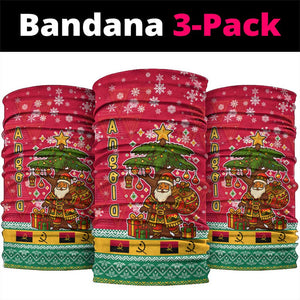 Angola Christmas Neck Gaiter Santa Gifts and National Flag Map Motif - African Pride