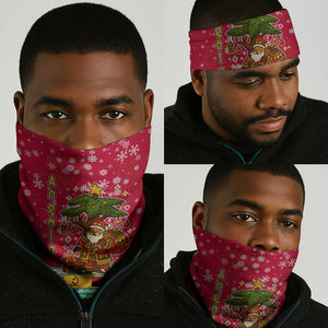 Angola Christmas Neck Gaiter Santa Gifts and National Flag Map Motif - African Pride