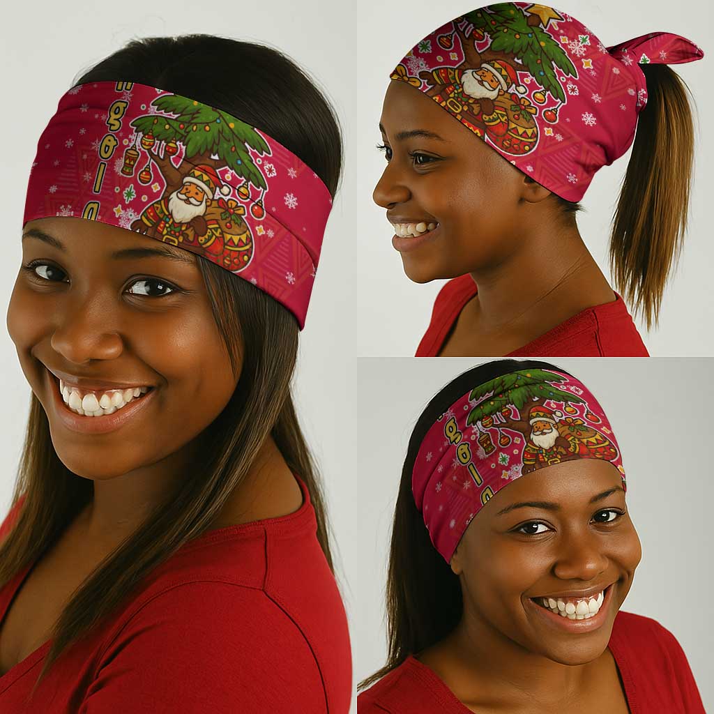 Angola Christmas Neck Gaiter Santa Gifts and National Flag Map Motif - African Pride