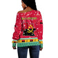 Angola Christmas Off Shoulder Sweater Santa Gifts and National Flag Map Motif - African Pride