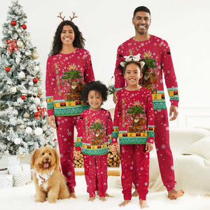Angola Christmas Pajama Set Santa Gifts and National Flag Map Motif - African Pride