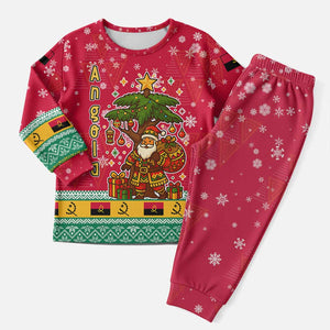 Angola Christmas Pajama Set Santa Gifts and National Flag Map Motif - African Pride