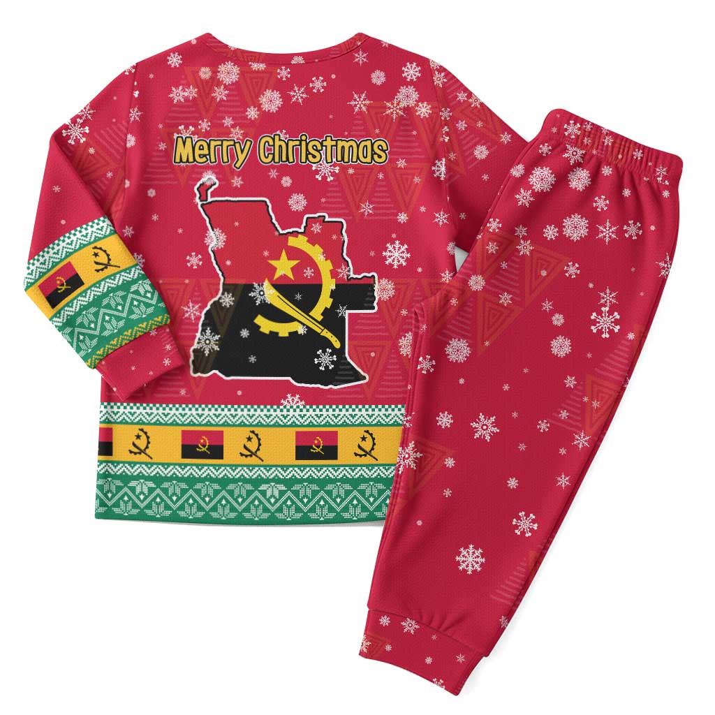 Angola Christmas Pajama Set Santa Gifts and National Flag Map Motif - African Pride