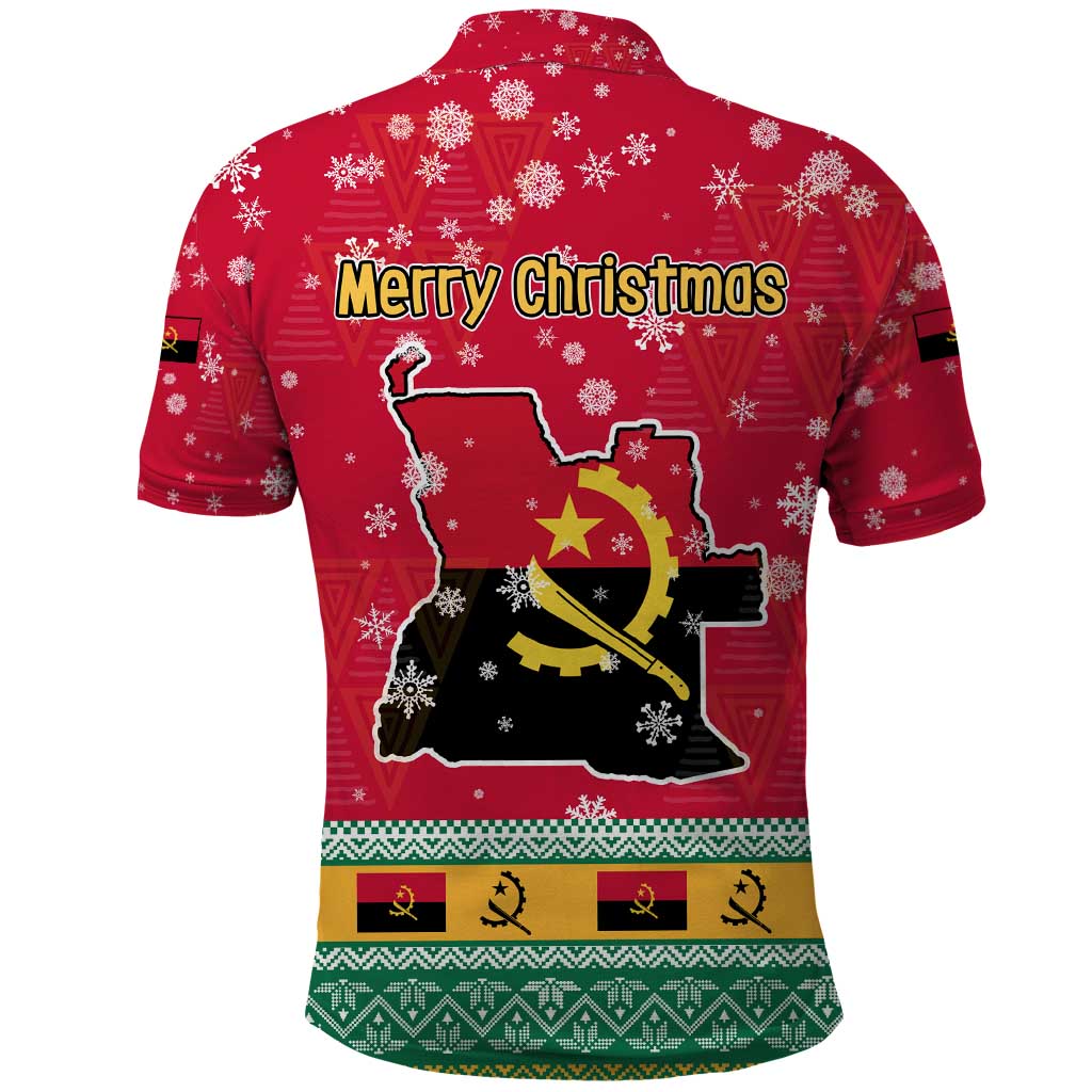 Angola Christmas Polo Shirt Santa Gifts and National Flag Map Motif - African Pride