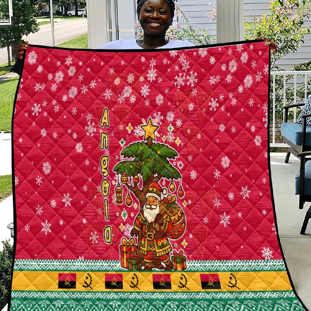 Angola Christmas Quilt Santa Gifts and National Flag Map Motif - African Pride