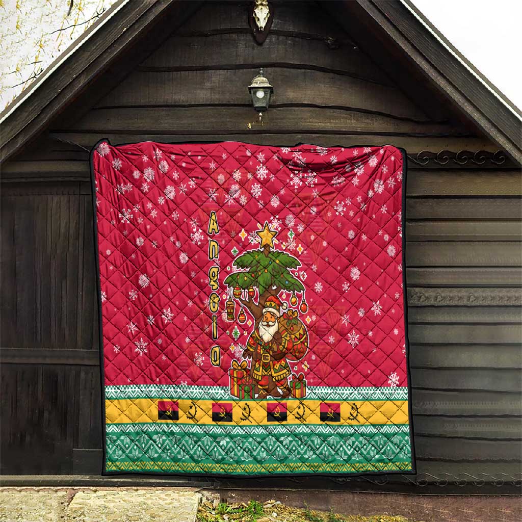 Angola Christmas Quilt Santa Gifts and National Flag Map Motif - African Pride
