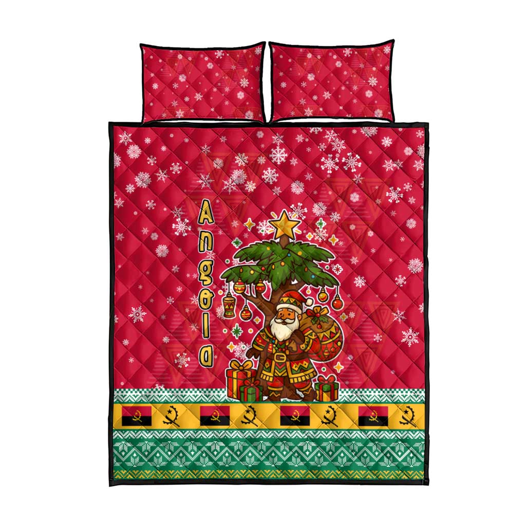 Angola Christmas Quilt Bed Set Santa Gifts and National Flag Map Motif - African Pride