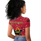Angola Christmas Raglan Cropped T shirt Santa Gifts and National Flag Map Motif - African Pride