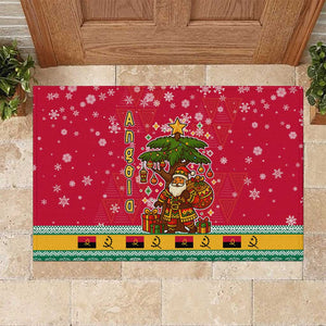 Angola Christmas Rubber Doormat Santa Gifts and National Flag Map Motif - African Pride