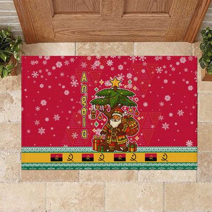 Angola Christmas Rubber Doormat Santa Gifts and National Flag Map Motif - African Pride