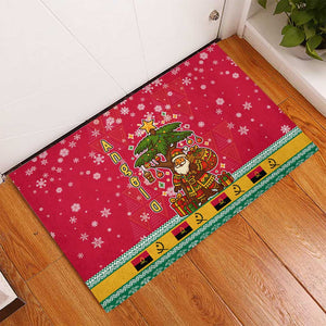 Angola Christmas Rubber Doormat Santa Gifts and National Flag Map Motif - African Pride