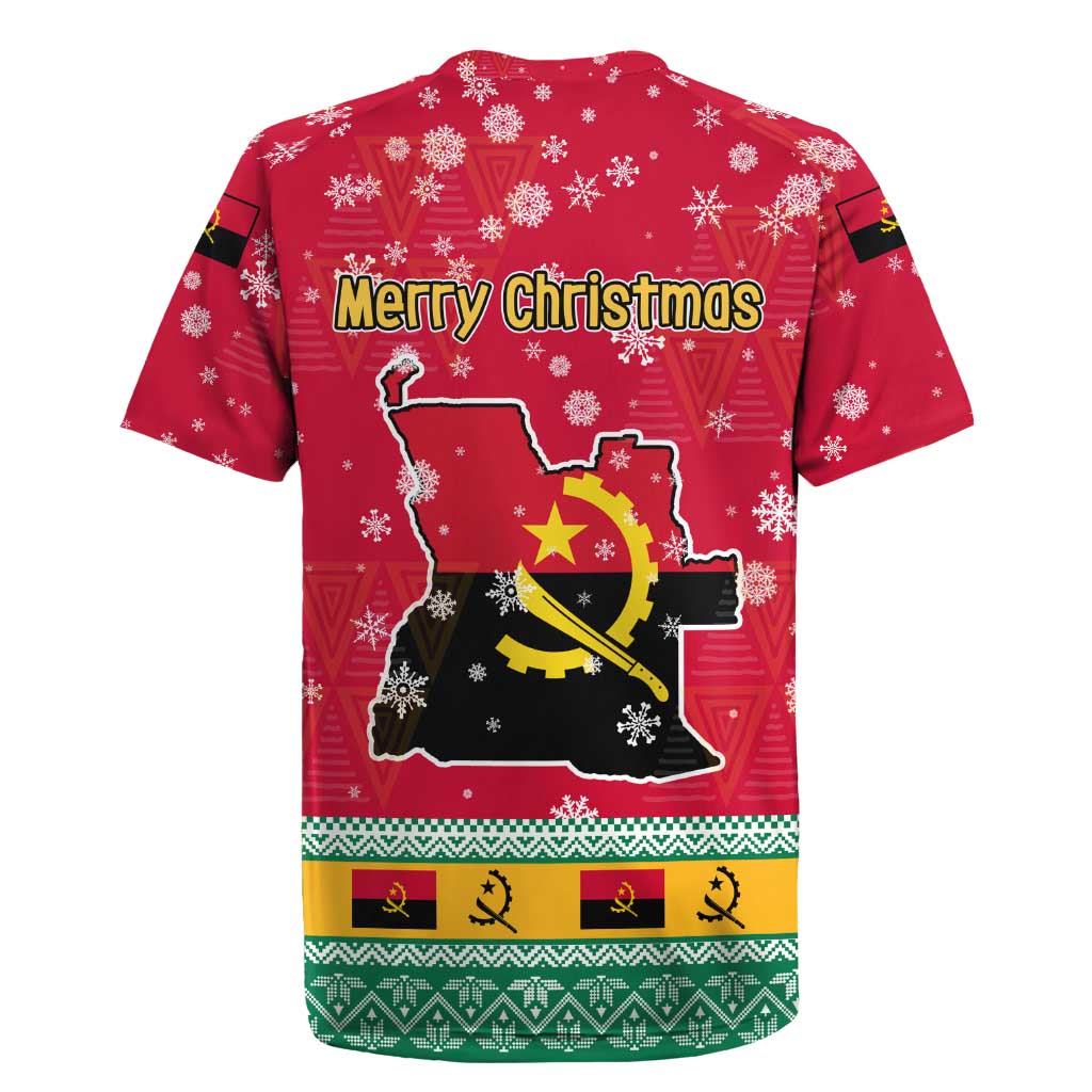 Angola Christmas Rugby Jersey Santa Gifts and National Flag Map Motif - African Pride