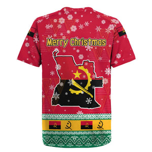 Angola Christmas Rugby Jersey Santa Gifts and National Flag Map Motif - African Pride