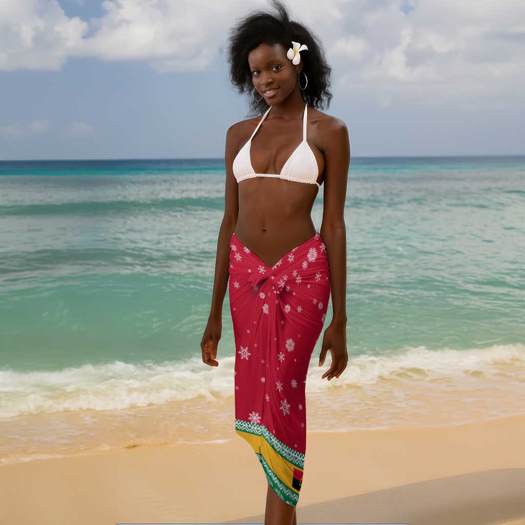 Angola Christmas Sarong Santa Gifts and National Flag Map Motif - African Pride
