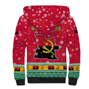 Angola Christmas Sherpa Hoodie Santa Gifts and National Flag Map Motif - African Pride