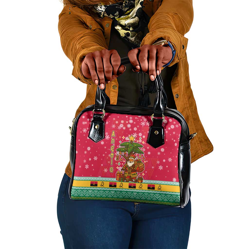 Angola Christmas Shoulder Handbag Santa Gifts and National Flag Map Motif - African Pride