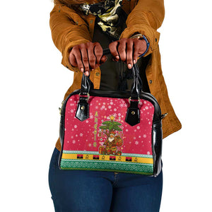 Angola Christmas Shoulder Handbag Santa Gifts and National Flag Map Motif - African Pride