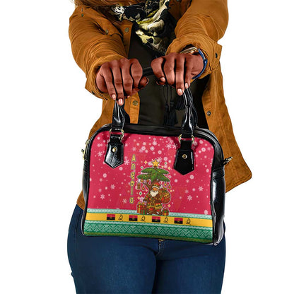Angola Christmas Shoulder Handbag Santa Gifts and National Flag Map Motif - African Pride