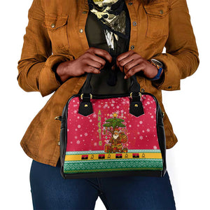 Angola Christmas Shoulder Handbag Santa Gifts and National Flag Map Motif - African Pride