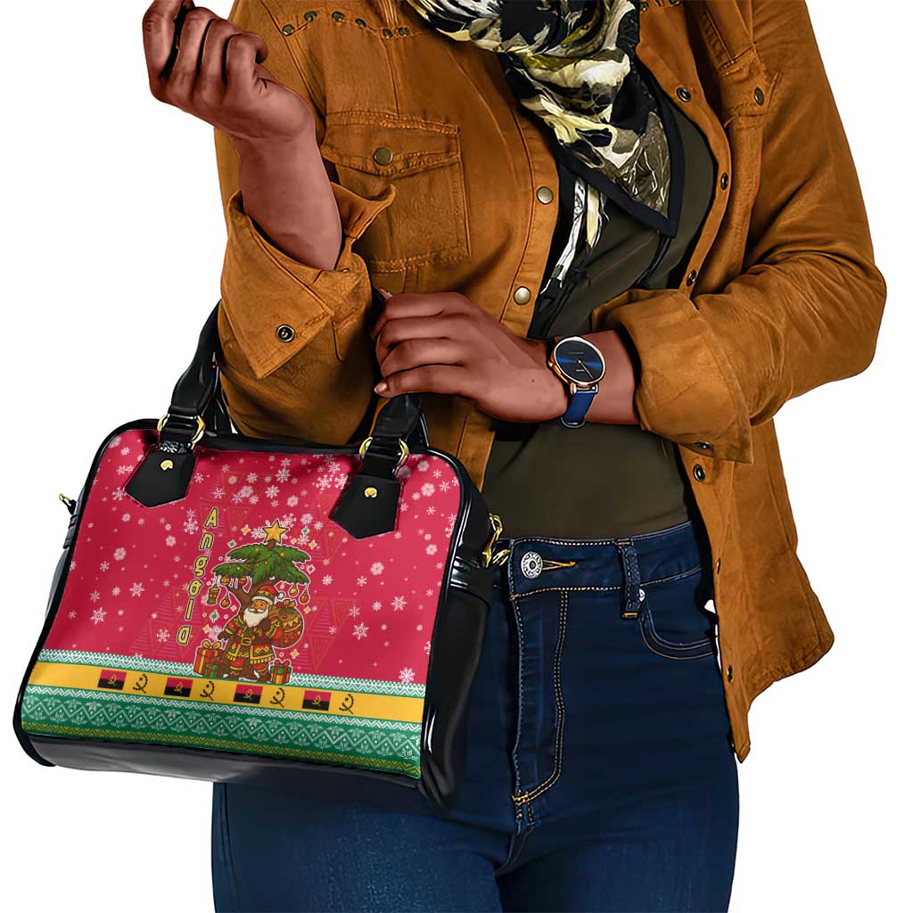 Angola Christmas Shoulder Handbag Santa Gifts and National Flag Map Motif - African Pride
