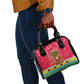 Angola Christmas Shoulder Handbag Santa Gifts and National Flag Map Motif - African Pride
