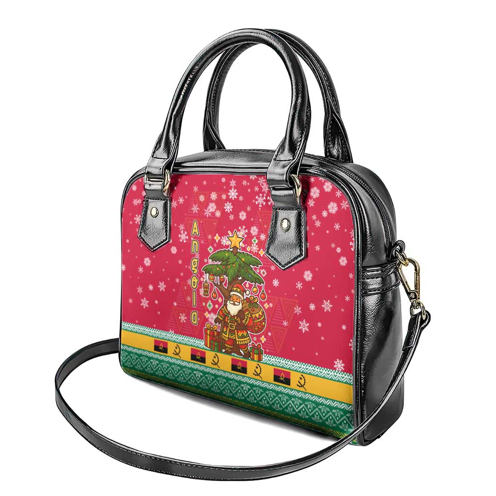 Angola Christmas Shoulder Handbag Santa Gifts and National Flag Map Motif - African Pride