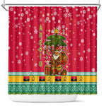 Angola Christmas Shower Curtain Santa Gifts and National Flag Map Motif - African Pride