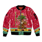 Angola Christmas Sleeve Zip Bomber Jacket Santa Gifts and National Flag Map Motif - African Pride