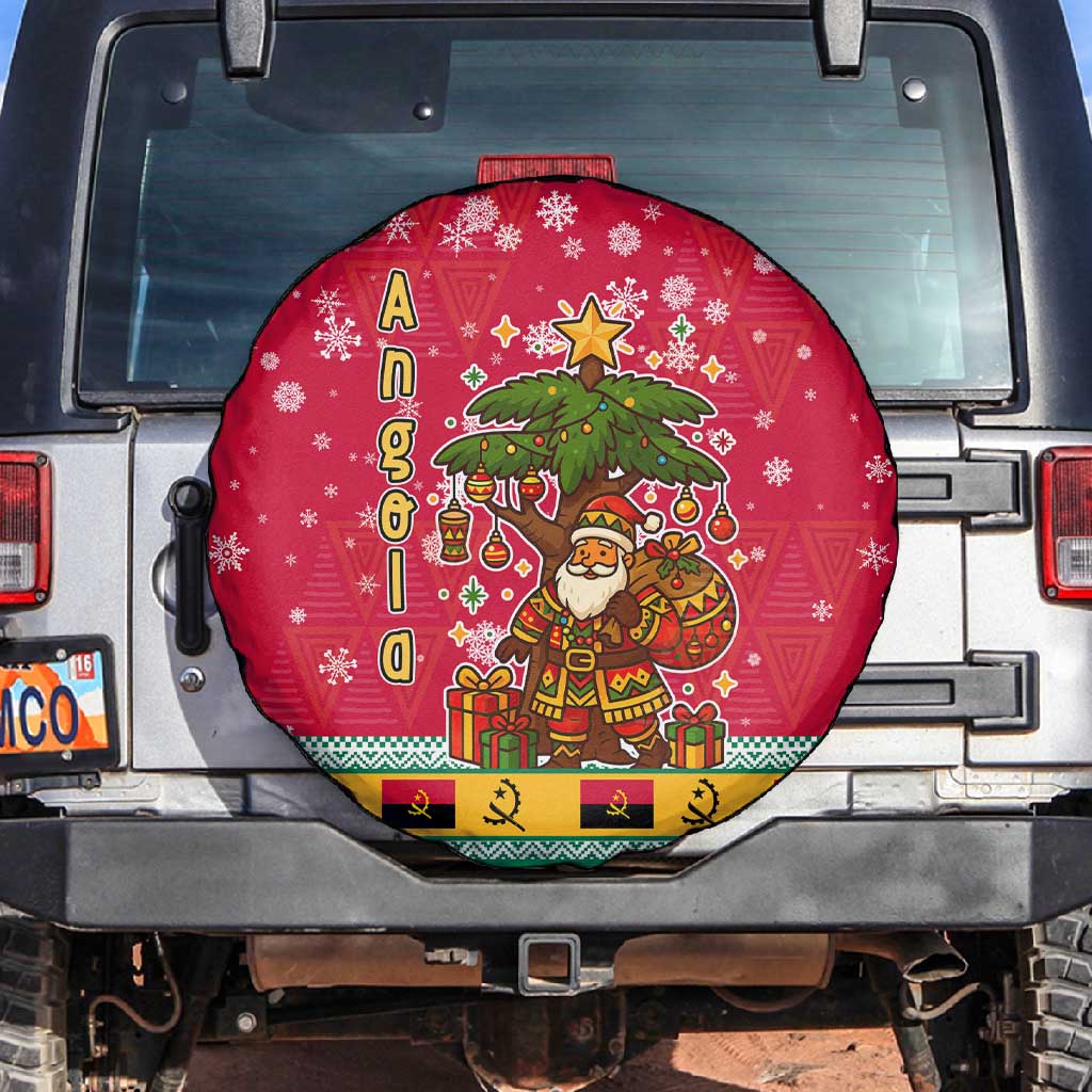 Angola Christmas Spare Tire Cover Santa Gifts and National Flag Map Motif - African Pride